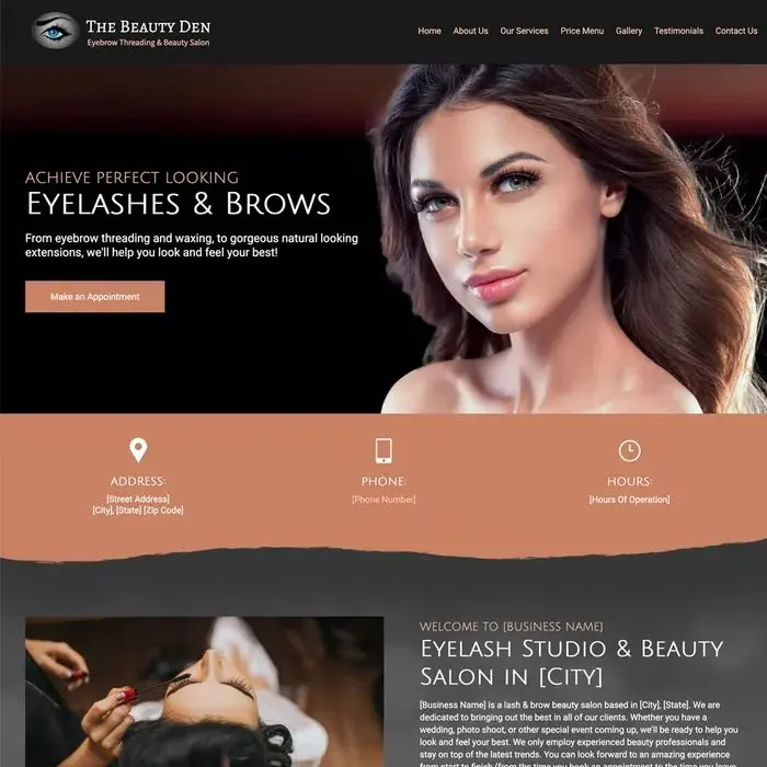 Beauty salon website design example