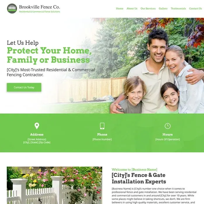 Fence contractor website design example