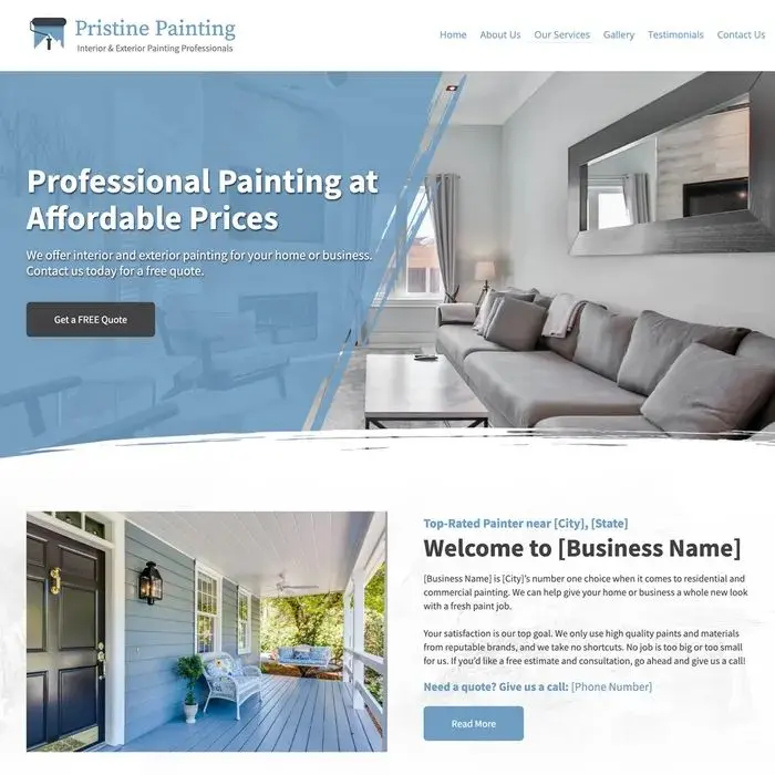 Painting contractor website design example