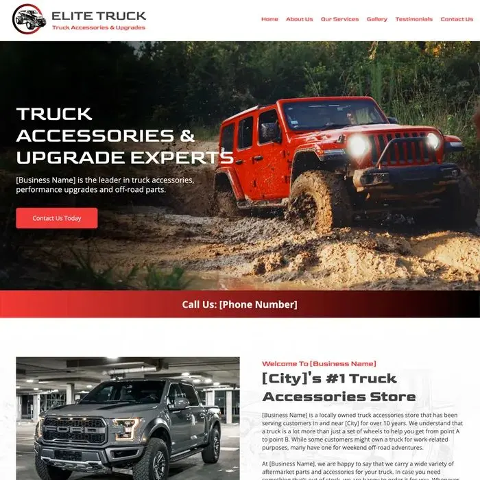 Truck accessories store website design example